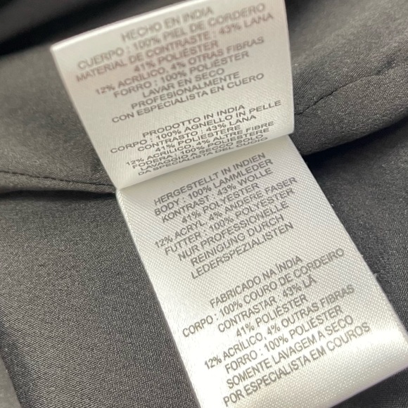 JOIE Morina Lambskin Leather Jacket Black Caviar Sz L Large Wool Moto Biker New - Picture 13 of 16